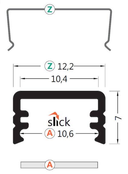 Profil WIRELI25 SLIM A/Z hliník surový 2000mm (metráž)