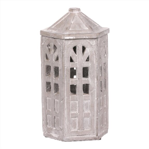 Domek betónový na čajovou svíčku - zahradní svícen.