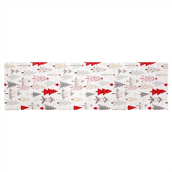Běhoun - barevné vánoční stromky, 100% polyester, 40 x 150 cm