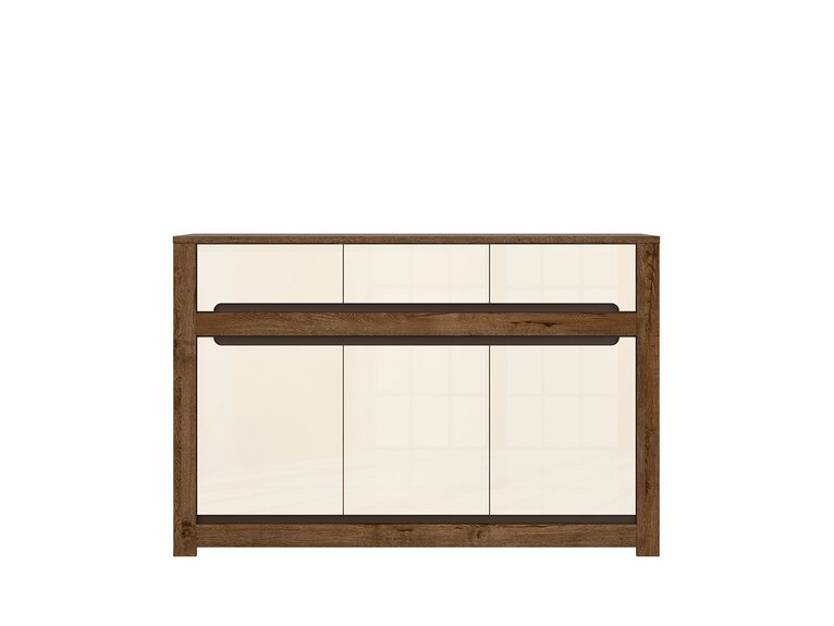 Komoda RUSO KOM3D3S dub april/perleťový lesk