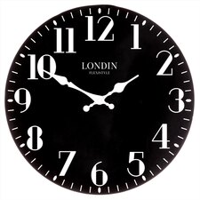 Hodiny nástěnné - černé, bílé číslice, MDF, 34 cm