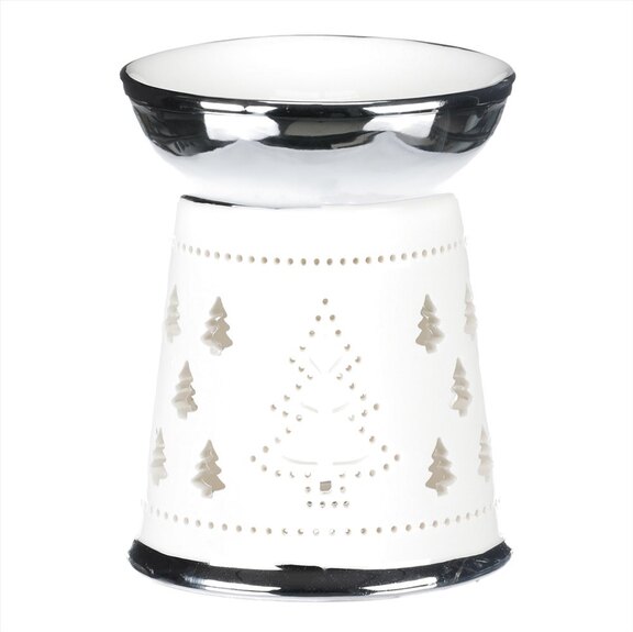 Aroma lampa, porcelánová. Stříbrno-bílá barva.