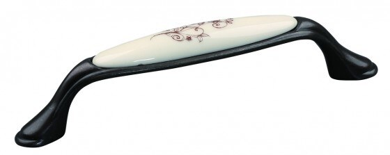 Úchytka TULIP Margarita hnědá/porcelán/motív