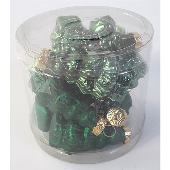 Ozdoby skleněné-tvar stromu, barva: zelená, pr. 5cm, cena za 1 balení (11 ks)