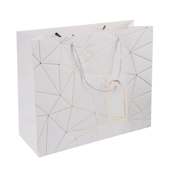 Taška papír dárková mřížka 31x12x26 cm bílá