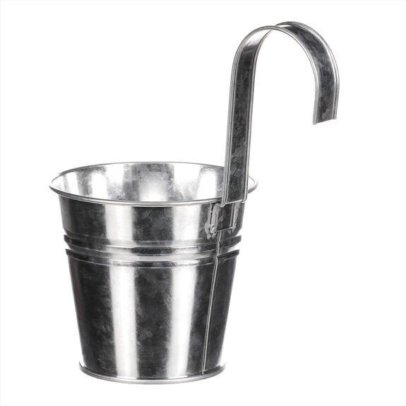 Obal na květiny - na pověšení, zinkový, stříbrná barva.