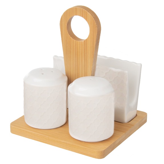 Dochucovací soupr.+ubrousky porc./bambus 3+1 WHITELINE