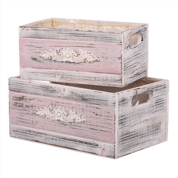 Obal na květiny dřevěný, sada 2ks AB2163