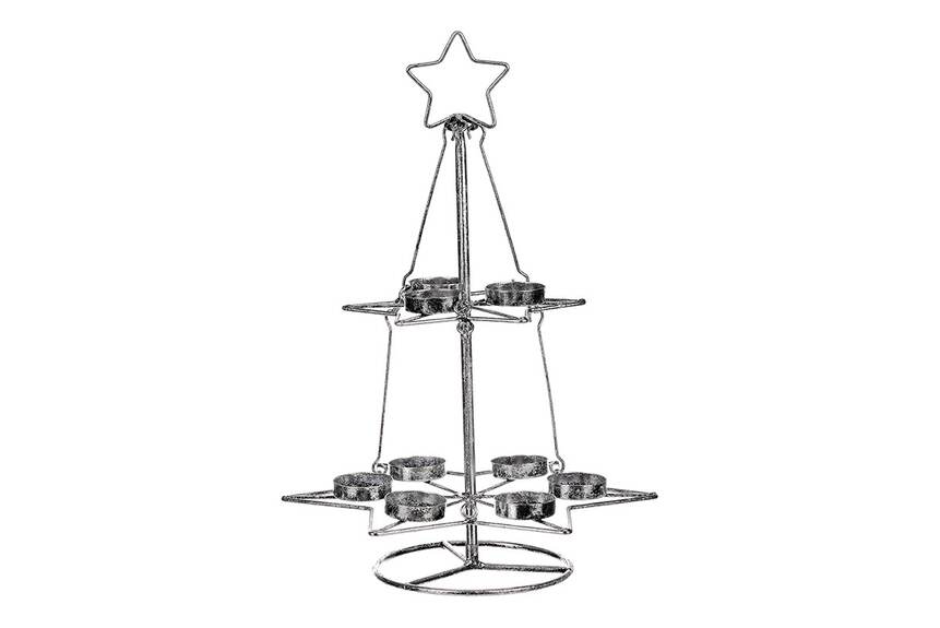 Kovový svícen ve tvaru stromku UM0241-SIL